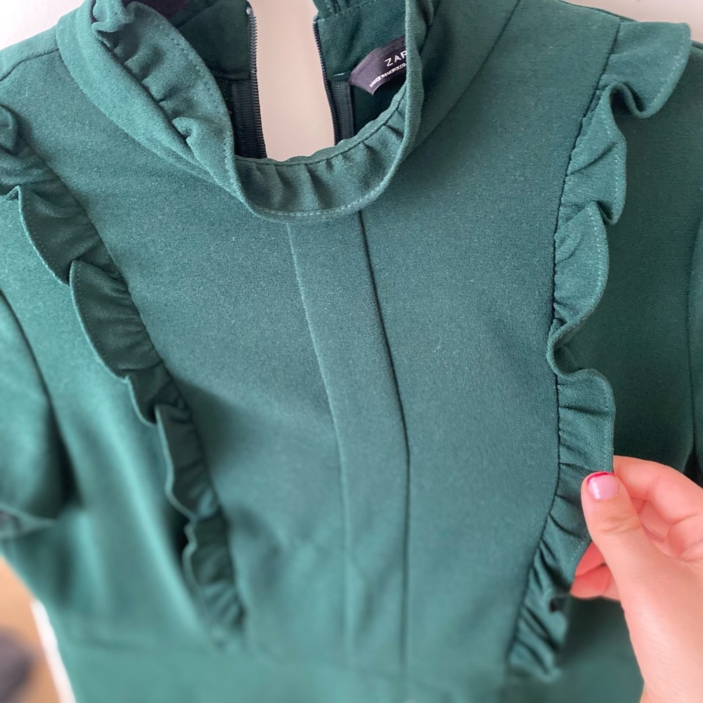 ZARA WOMEN DARK GREEN DRESS - Picture 7 of 7